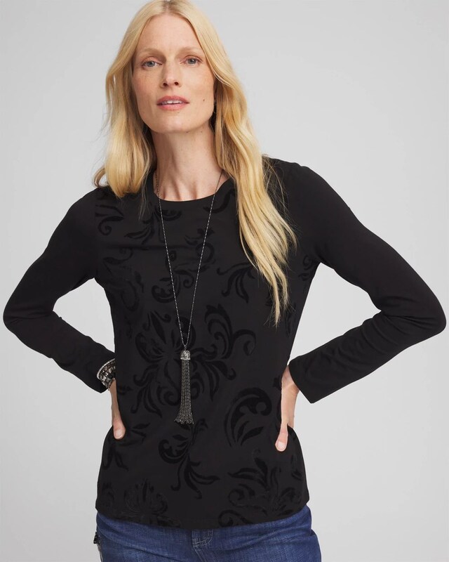 Touch of Cool Flocked Long Sleeve Layering Tee - image 1
